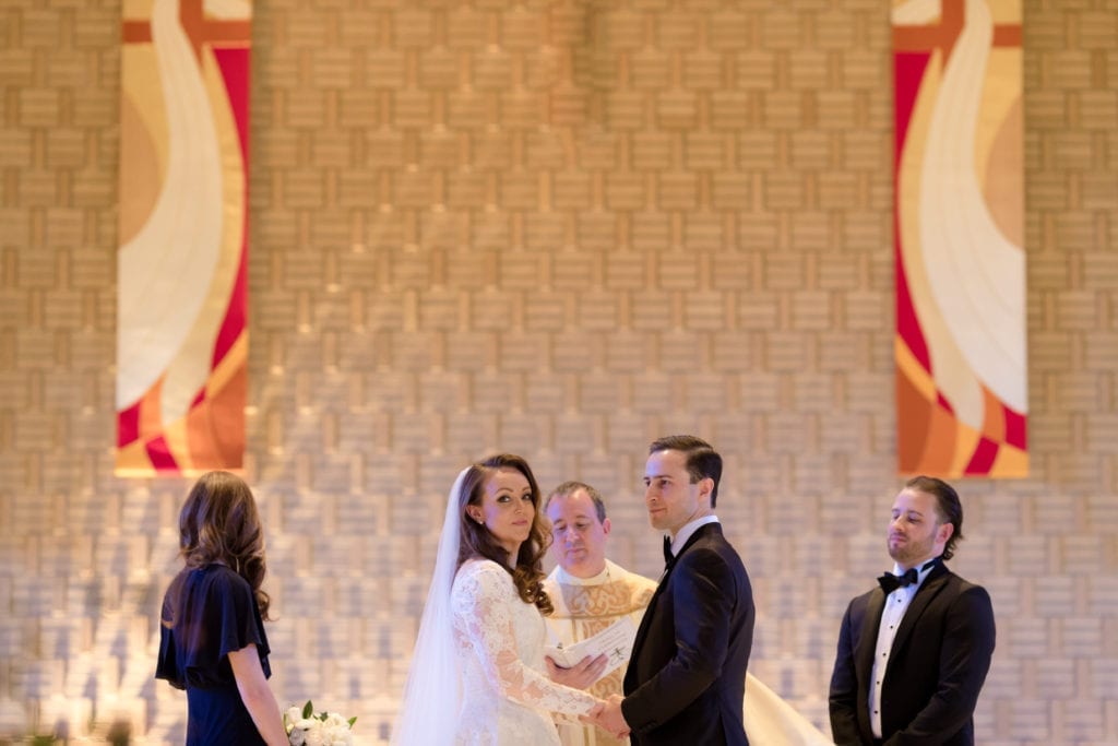 bride and grooms wedding ceremony, bride and groom at alter