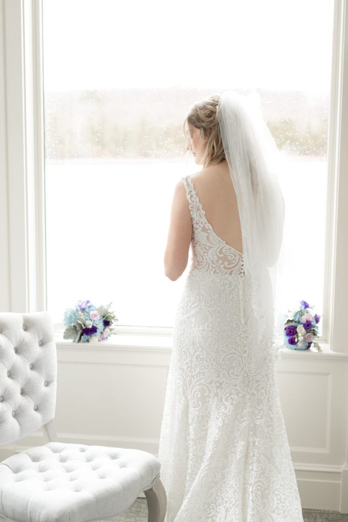 bride having a moment of reflection on her wedding day