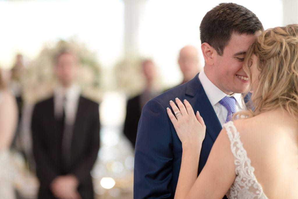 bride and grooms first dance together, wedding reception photography