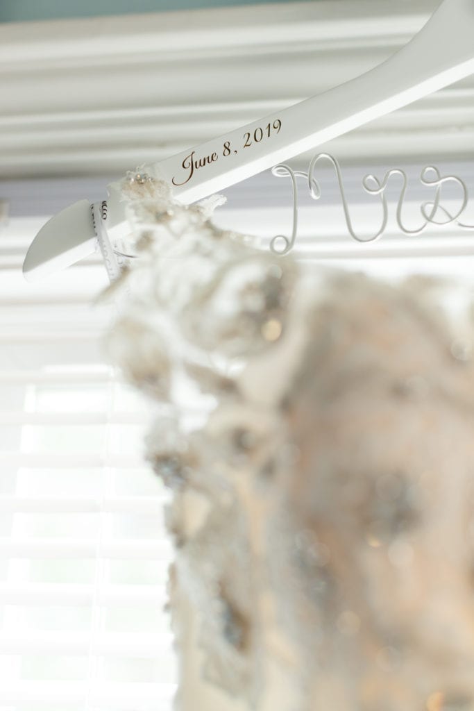 wedding gown hanger with wedding date, Mrs hanger