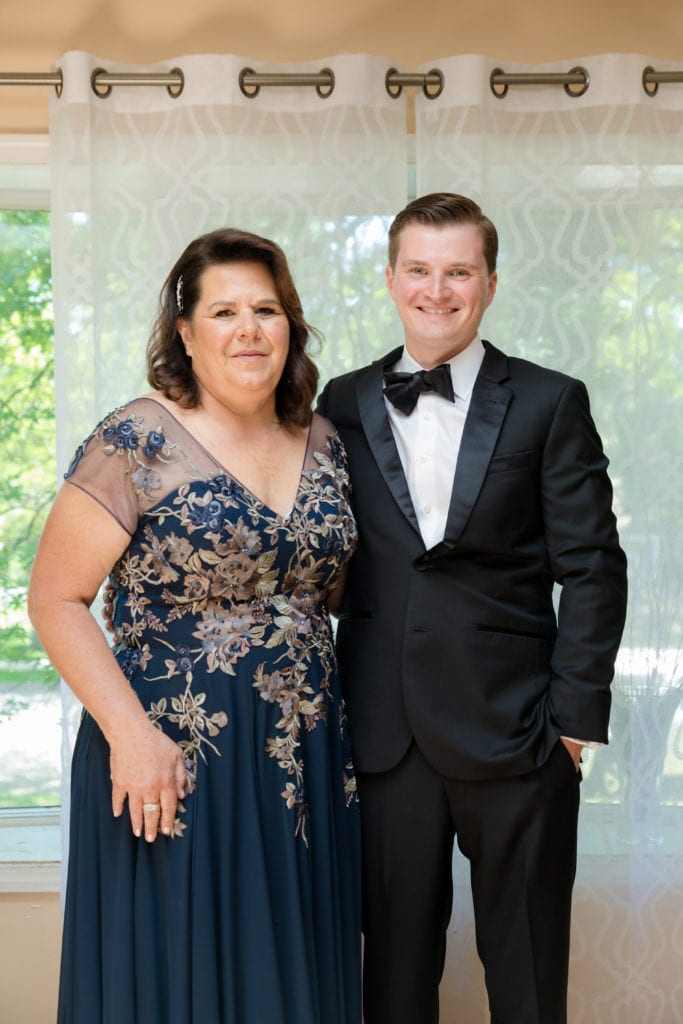 groom and his mother, mother of the groom on wedding day