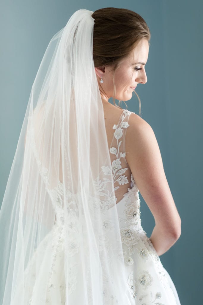 long wedding veil, Badgley Mischka wedding dress