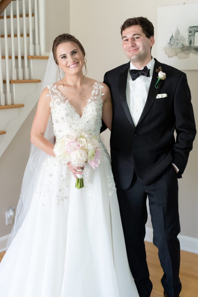 bride and her brother on wedding day