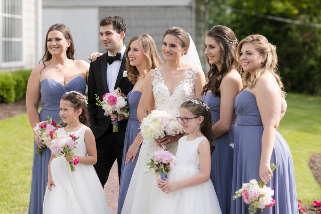 bride with her family on wedding day