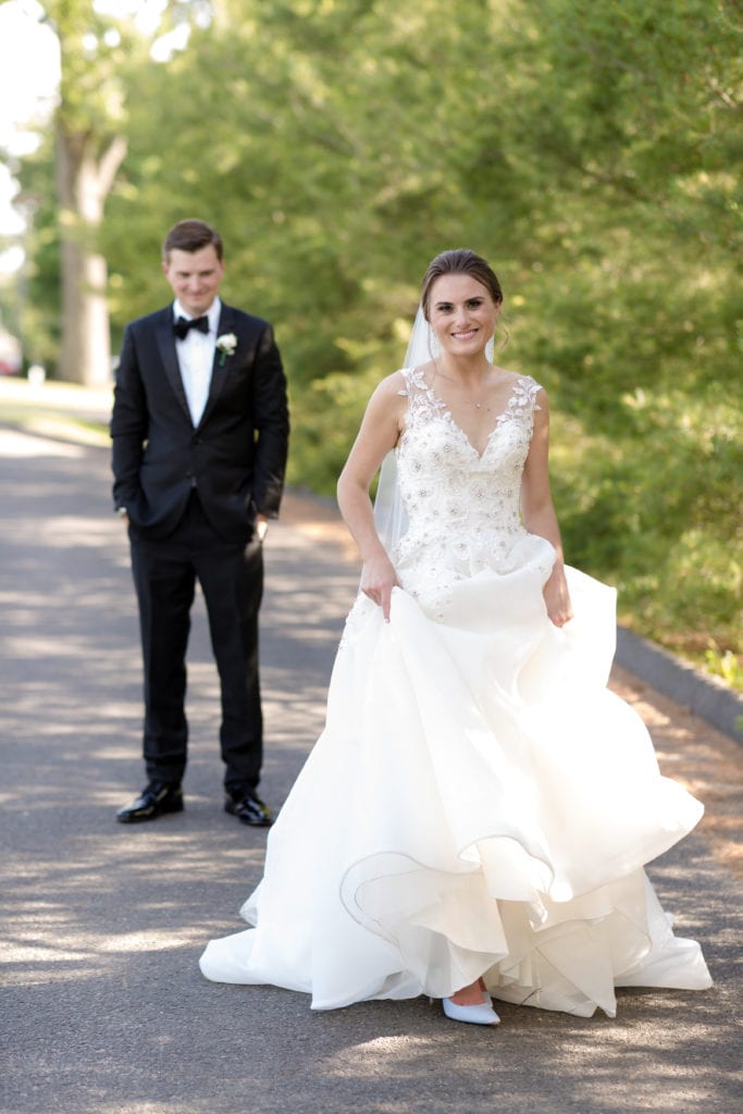 bride and groom walking