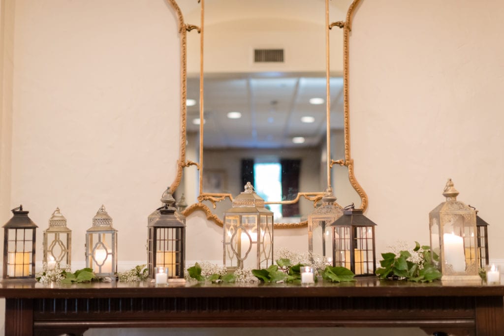 candle lantern wedding decor, hackensack golf club wedding reception