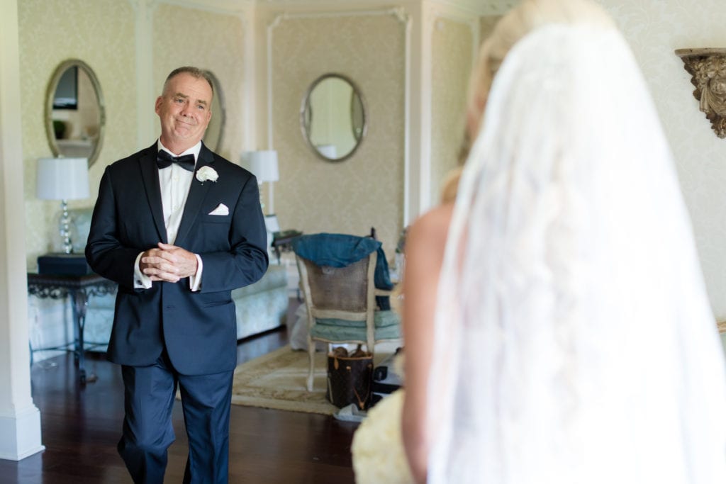 bride and her father's first look, father of the bride