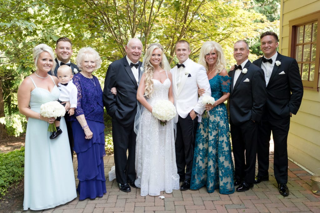 bride and her family on wedding day