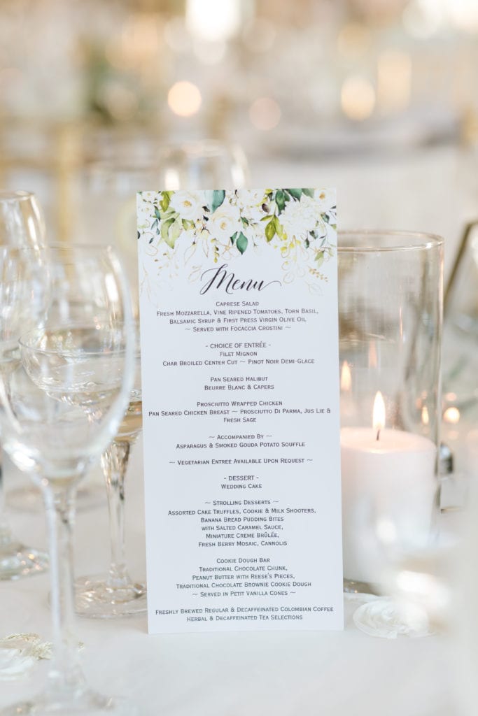 wedding reception menu