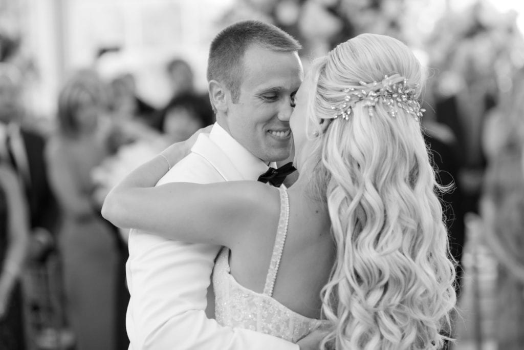 brides crystal hairpiece,bride and groom dancing black and white