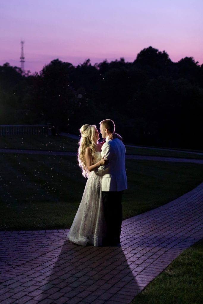 Ashford estate wedding sunset, purple sky sunset