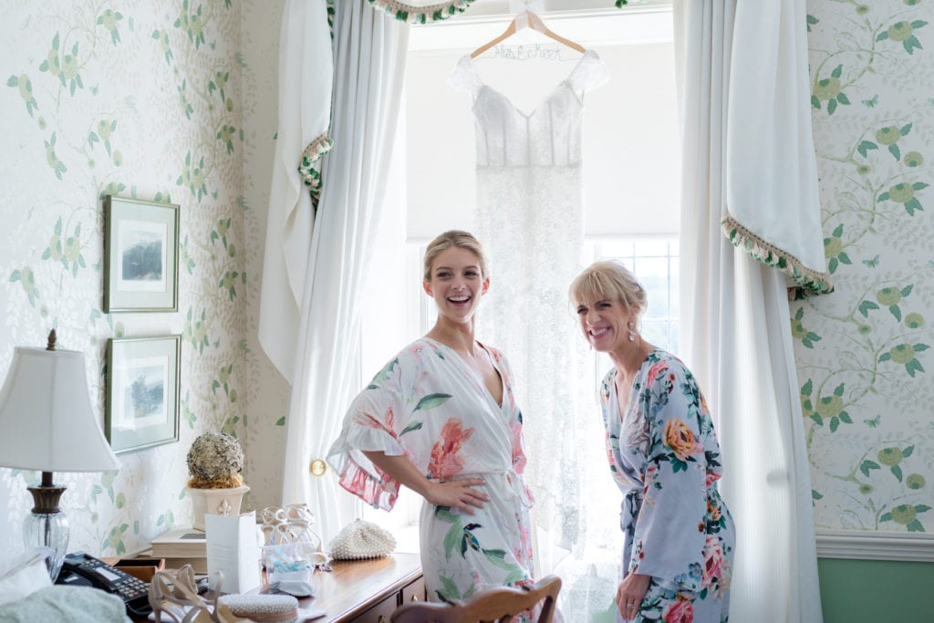 bride and mother of the bride getting ready