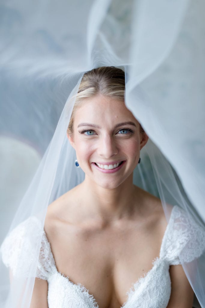 bride with long flowing veil