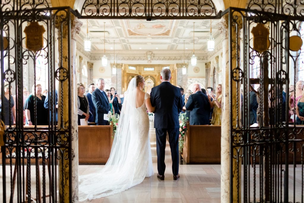 father walking bride down the aisle, wedding procession