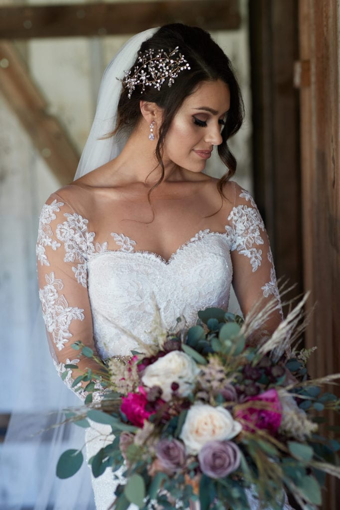 wedding hair piece, blue moon florist flowers