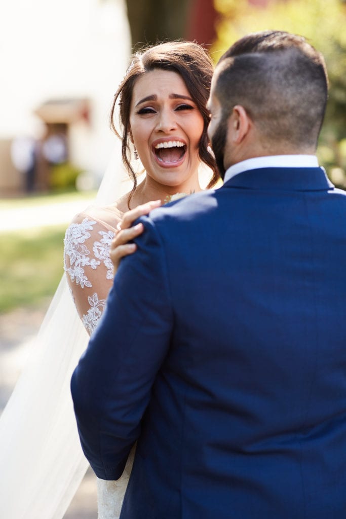 bride and grooms first look, new jersey wedding photography