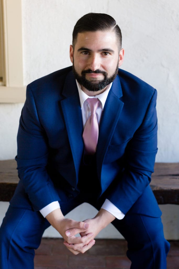 groom in royal blue suit, blue Mens wearhouse suit 