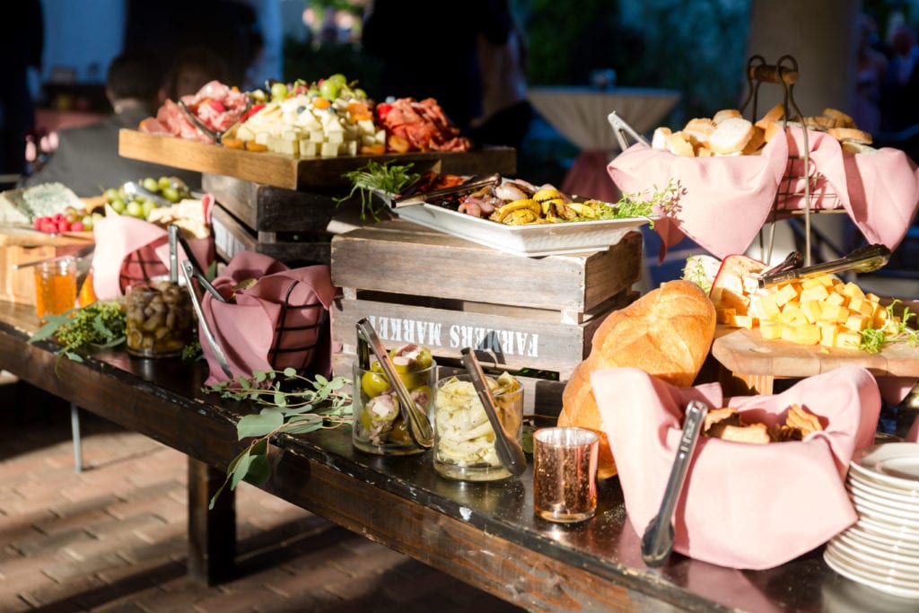 wood table wedding cheese spread