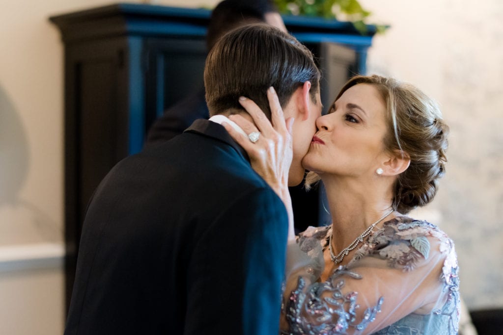 groom and his mom on wedding day