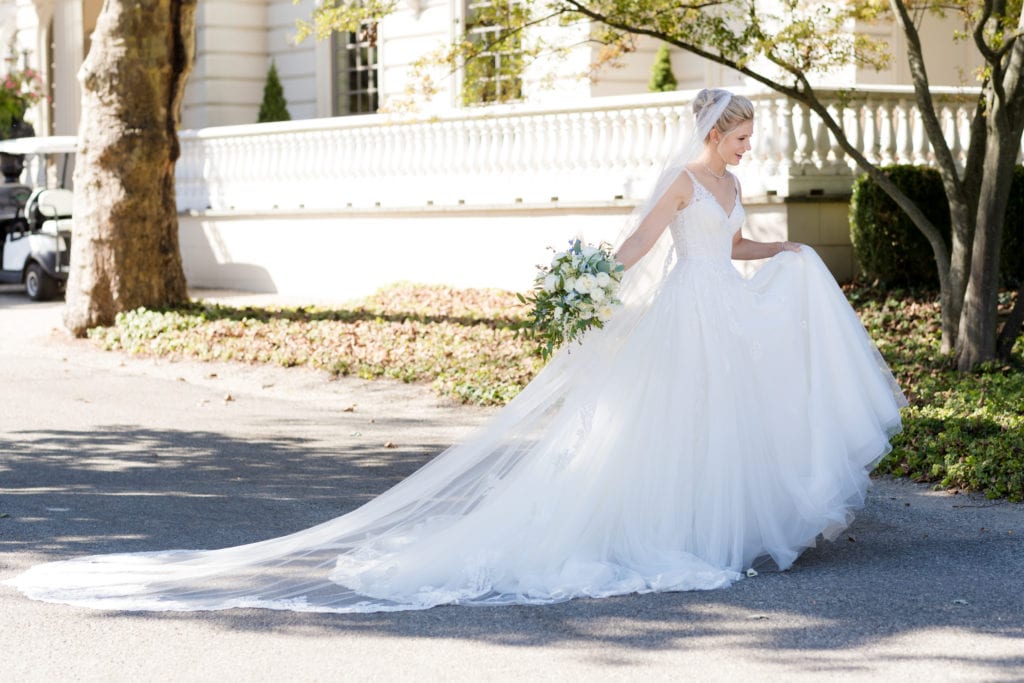 long full skirt wedding gown