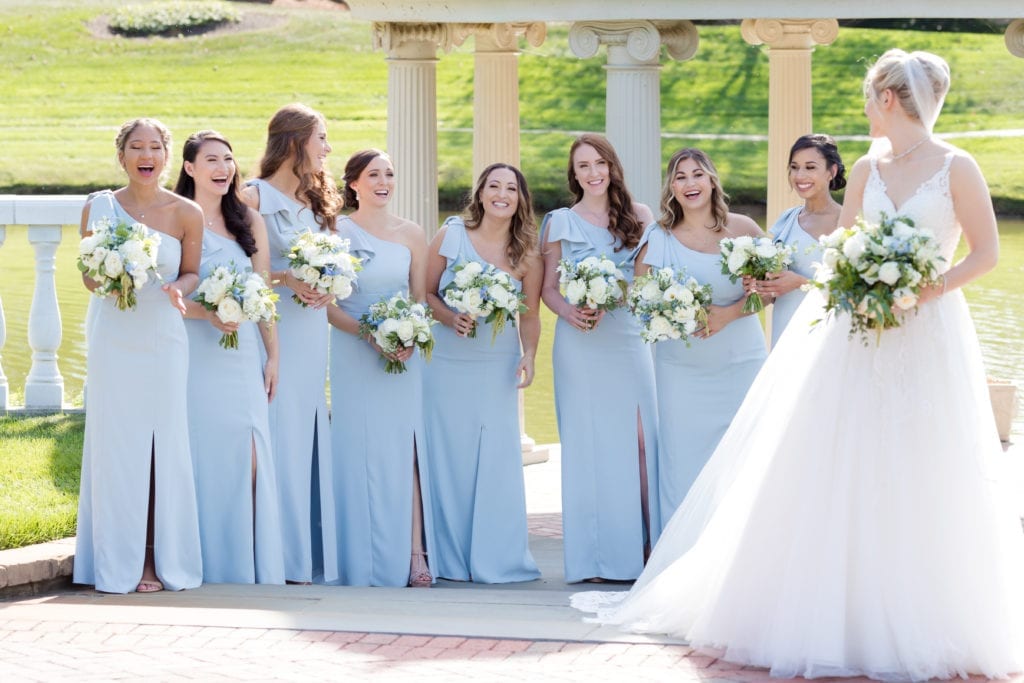 Dessy group one shoulder bridesmaids dresses 