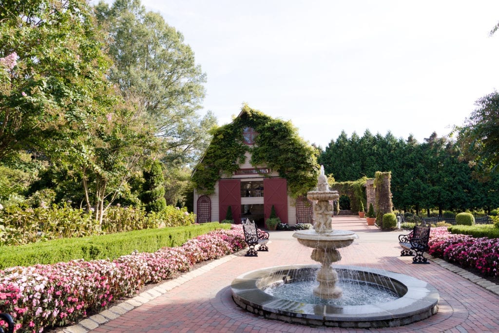 Ashford estate wedding venue fountains and rustic barn