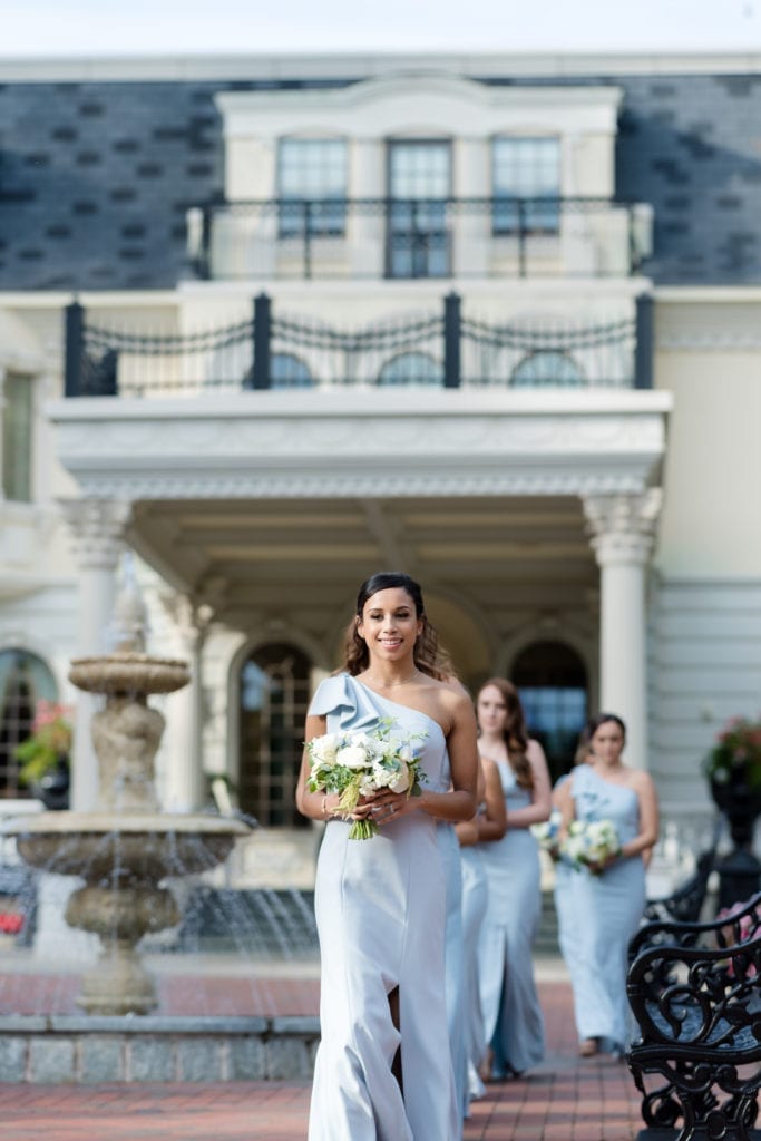 wedding procession with bridesmaids