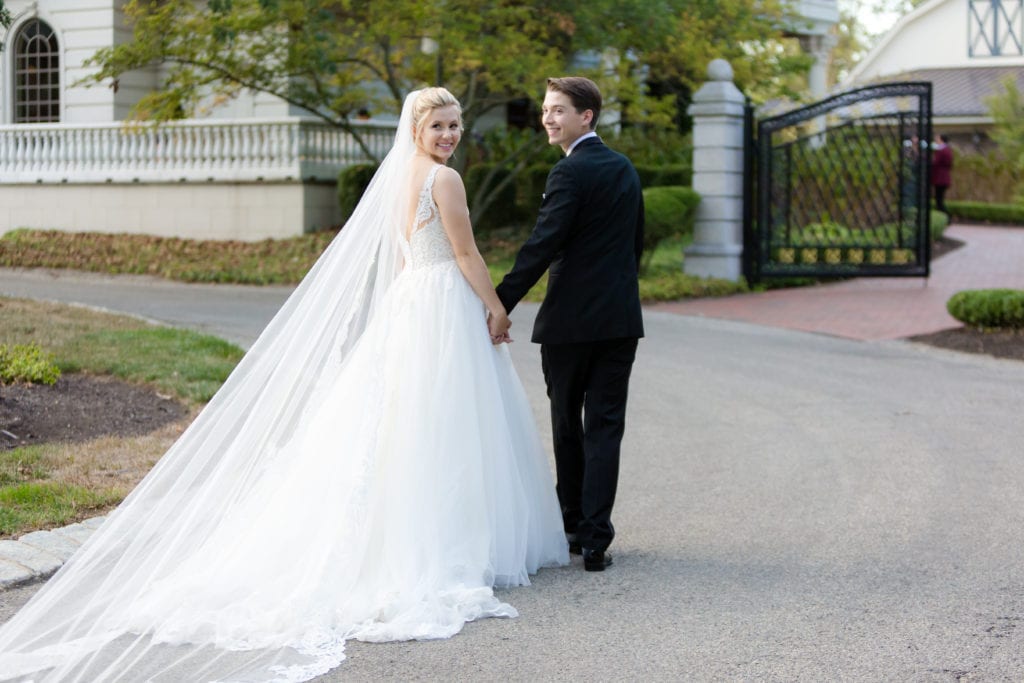 bride and groom outside of the Ashford Estate