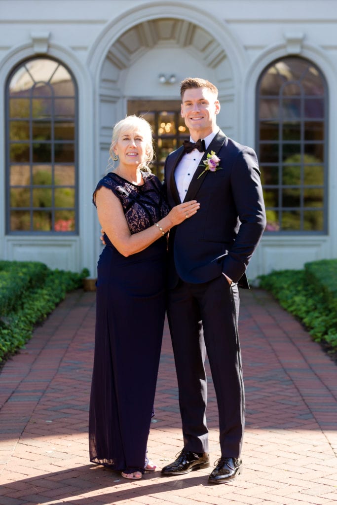 groom and his mother on wedding day, ashford estate wedding