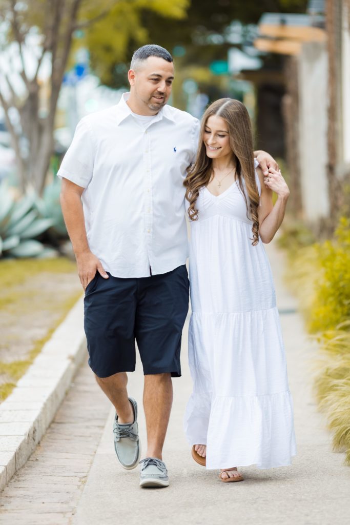 Engaged Couple walking