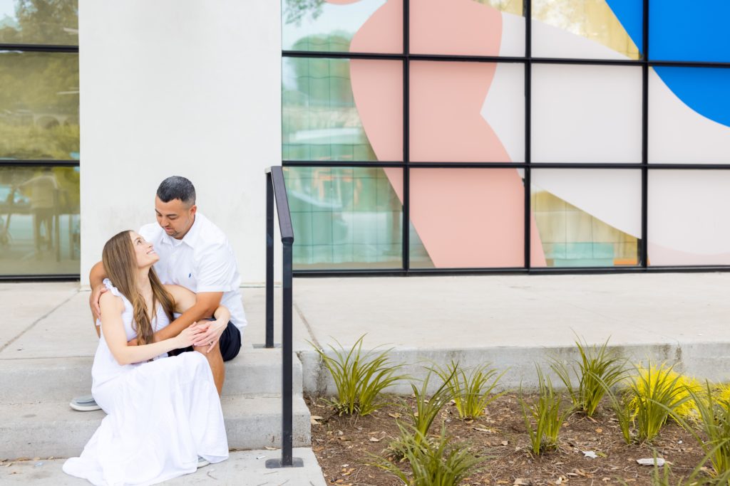 Engagement shoot fun background. Image shot by Austin Texas photographer Vanessa Joy