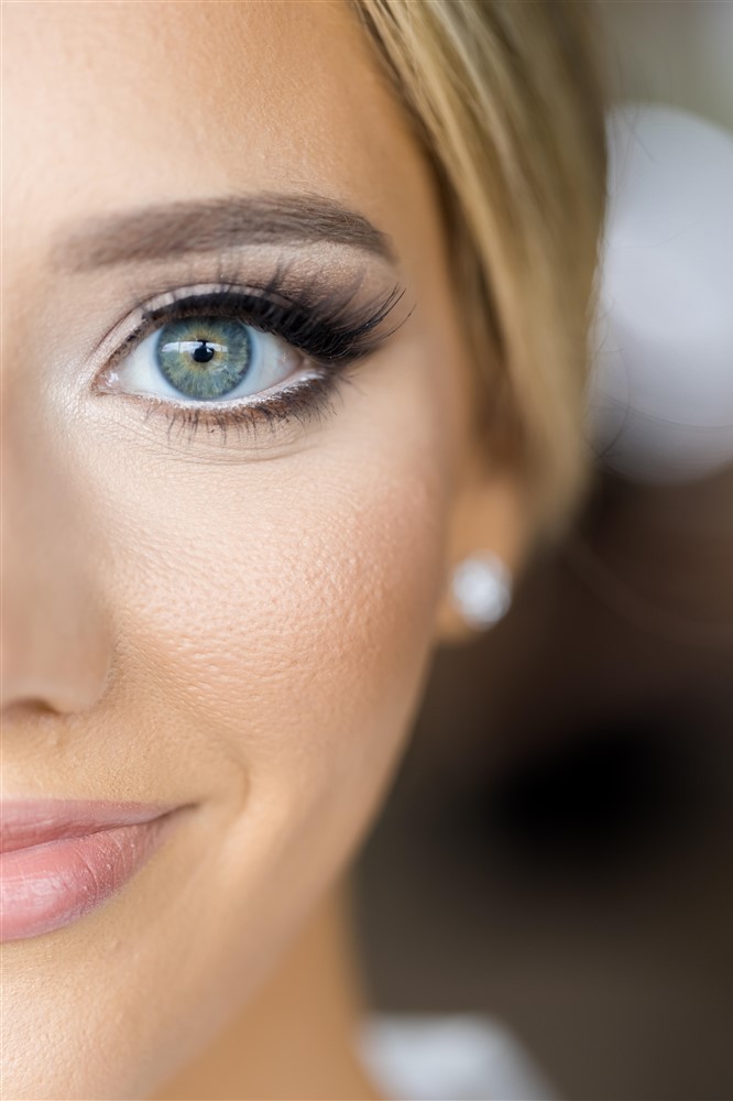 macro close up shot of bride's blue and lashes. Photo by Vanessa Joy Photography.