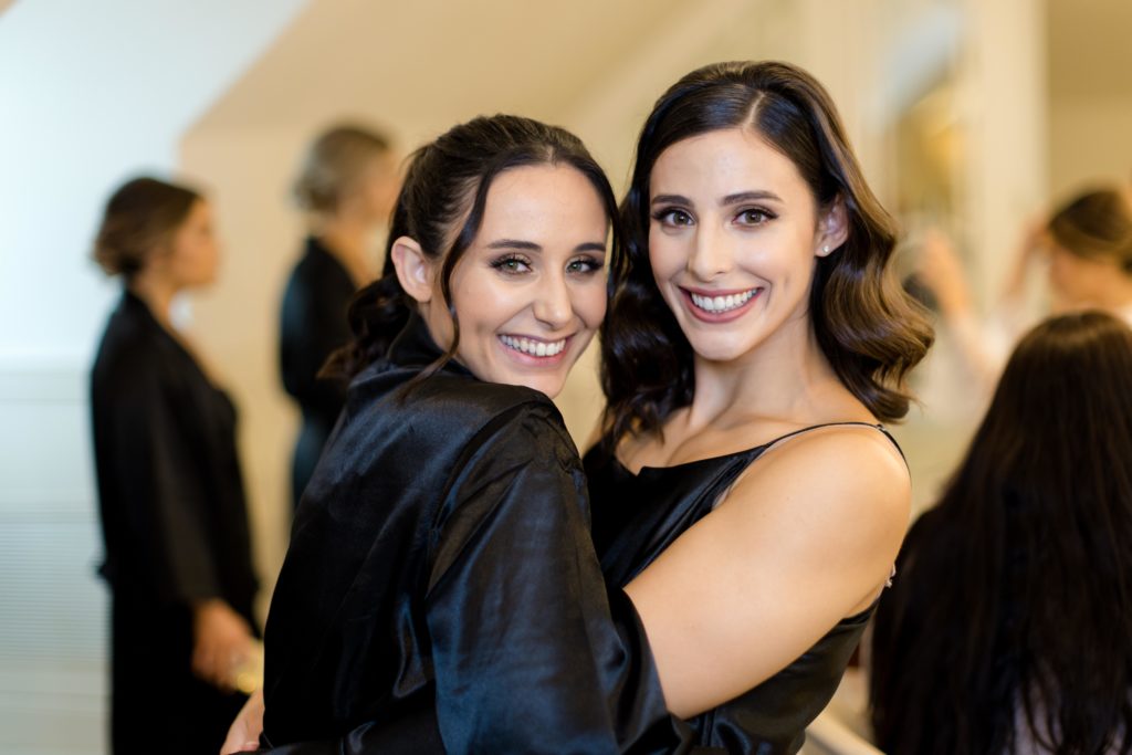 bridesmaids strike a pose, bridal preparations