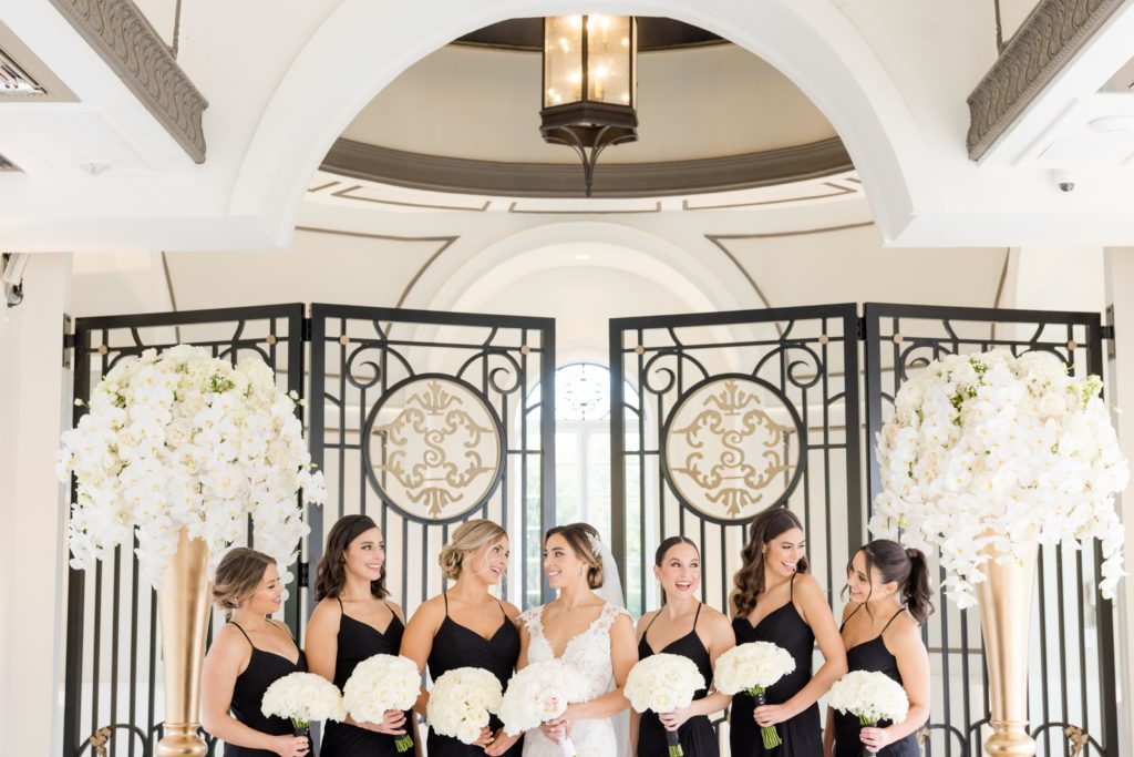 bridal party, bridesmaid and bride