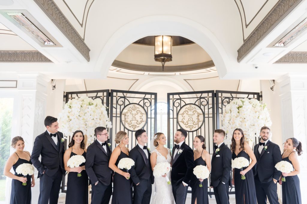 bridesmaids and groomsmen in the wedding hall at Shadowbrook At Shrewsbury