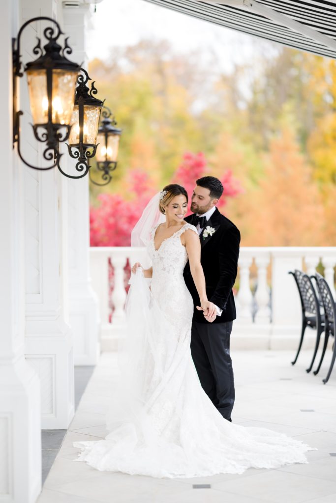 Wedding portraits, Maggie Sottero Designs wedding gown, classic tux