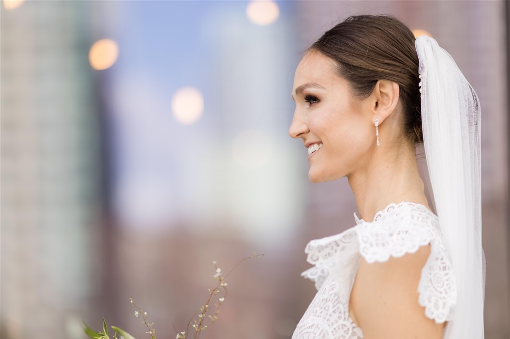 bokeh shot of bride's first look