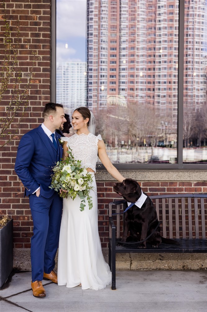 bride groom and dog