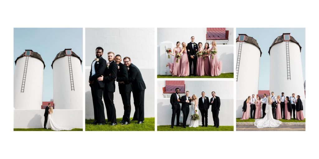 bridesmaids and groomsmen at lighthouse