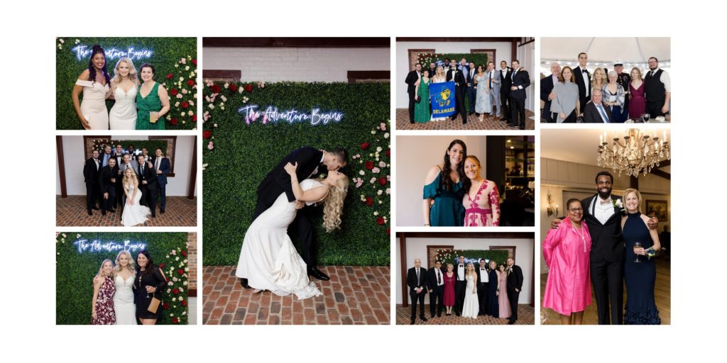 bride and groom neon sign wall backdrop