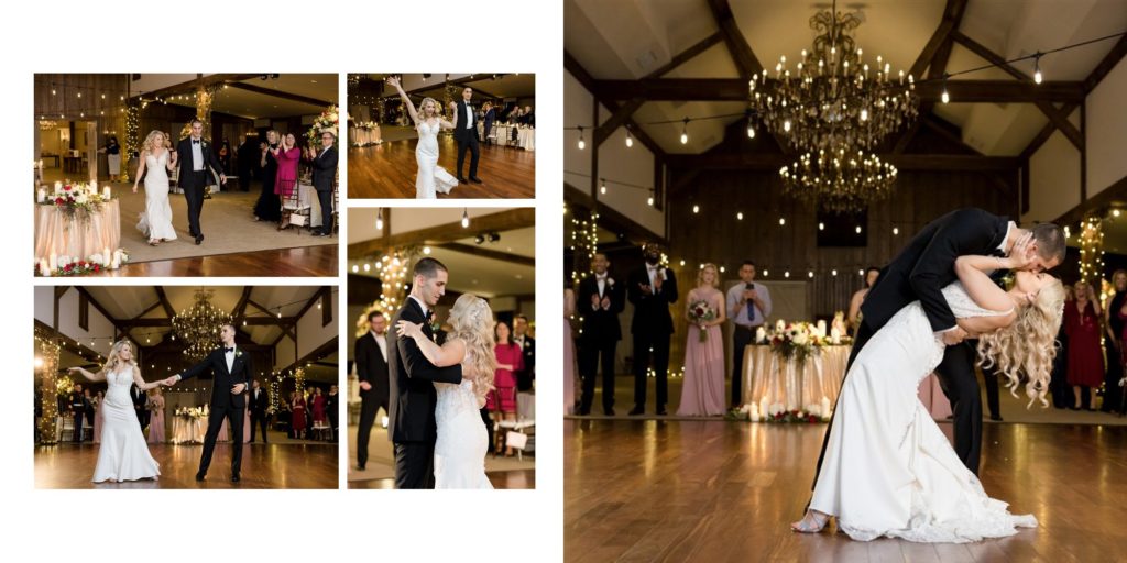 bride and groom at dance floor, first dance as married couple