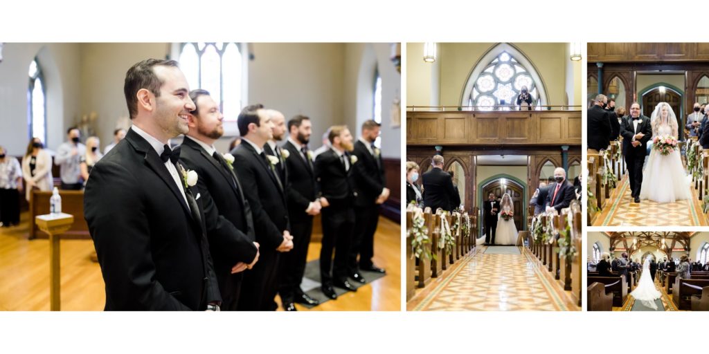 groom seeing bride walking down the aisle