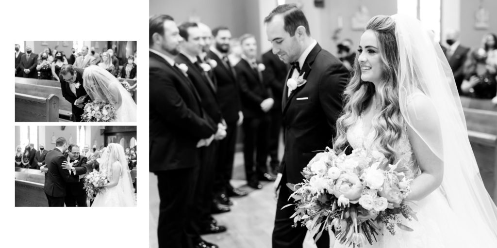 father giving bride away at altar