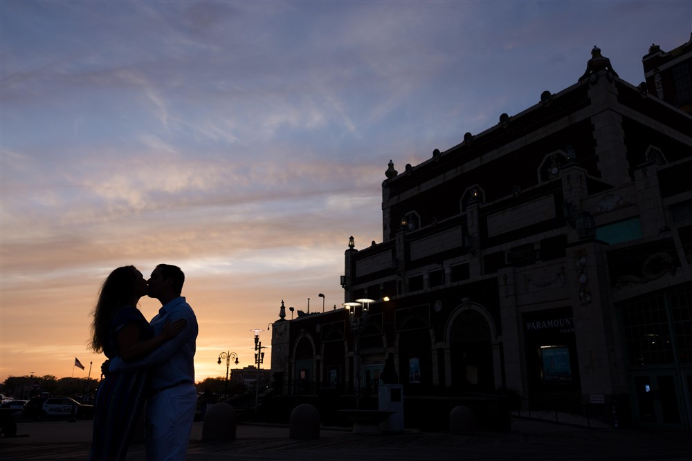 sunset silhouette engagement photos