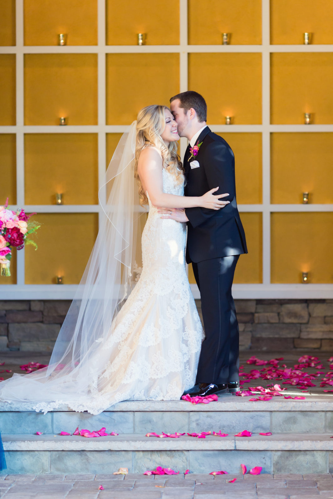 BRIDE AND GROOM JUST MARRIED AT STONE HOUSE RIDGE NEW JERSEY