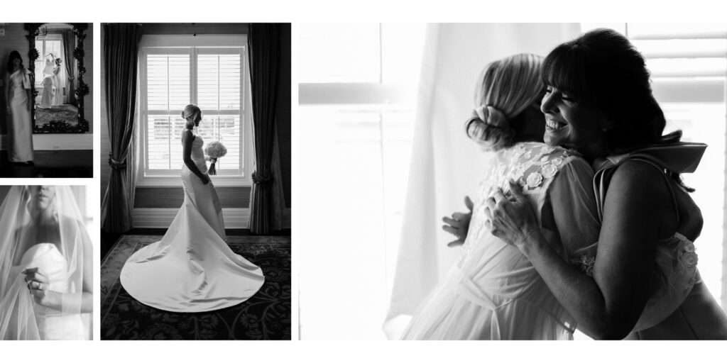 NJ Weddings new jersey wedding bride getting ready in black & white