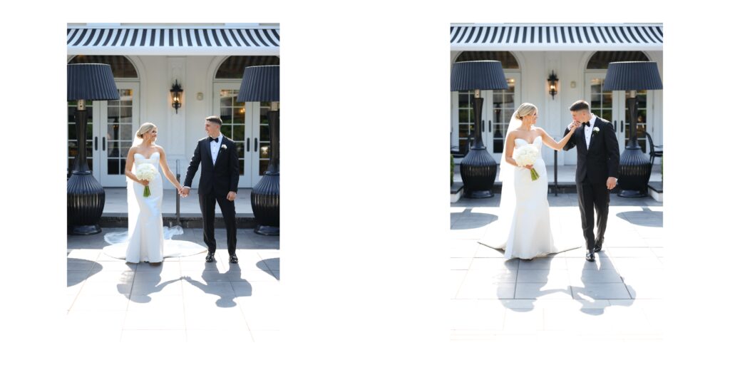 NJ Weddings couple portraits at shadowbrook's front